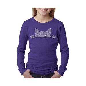 NWT La Pop Art Big Girls Word Art Long Sleeve Graphic T-Shirt Purple L